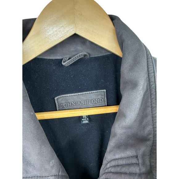 John Ashford Brown Leather Zip Bomber Style Jacket Men’s Size XXL - Picture 2 of 11